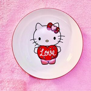 Hello Kitty Valentine Red Love Heart Ceramic Kitchen Bowl Sanrio Silver Buffalo